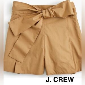 J CREW Tan Cotton Poplin Shorts with Tie Detail -Size 6 - NEW